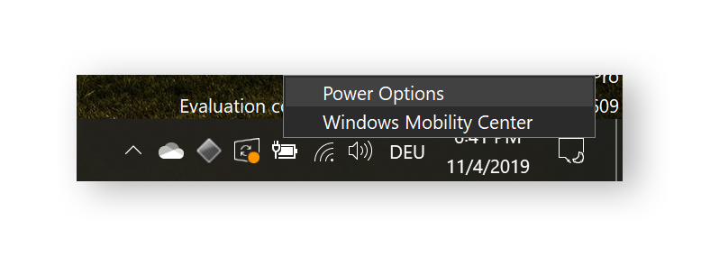 Accessing Windows power options